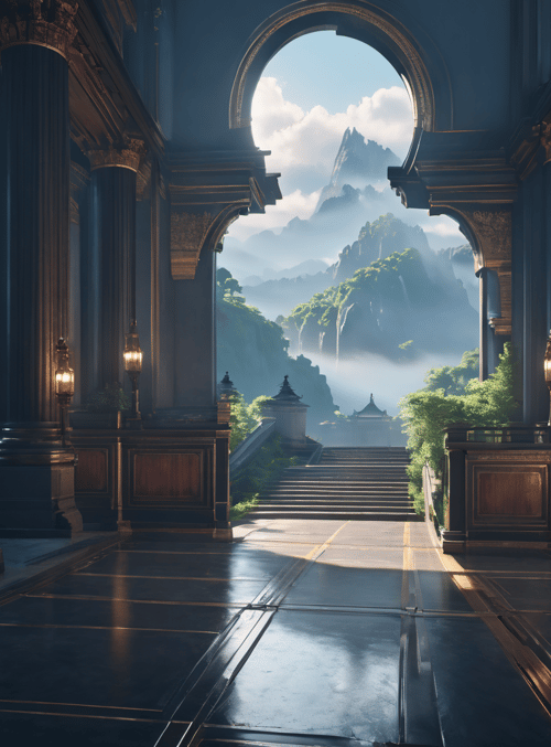 palace, mountains, staircase