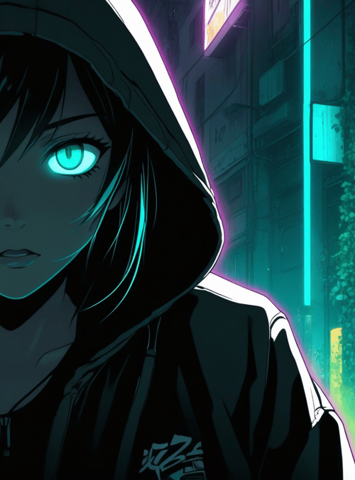 girl, hoodie, neon