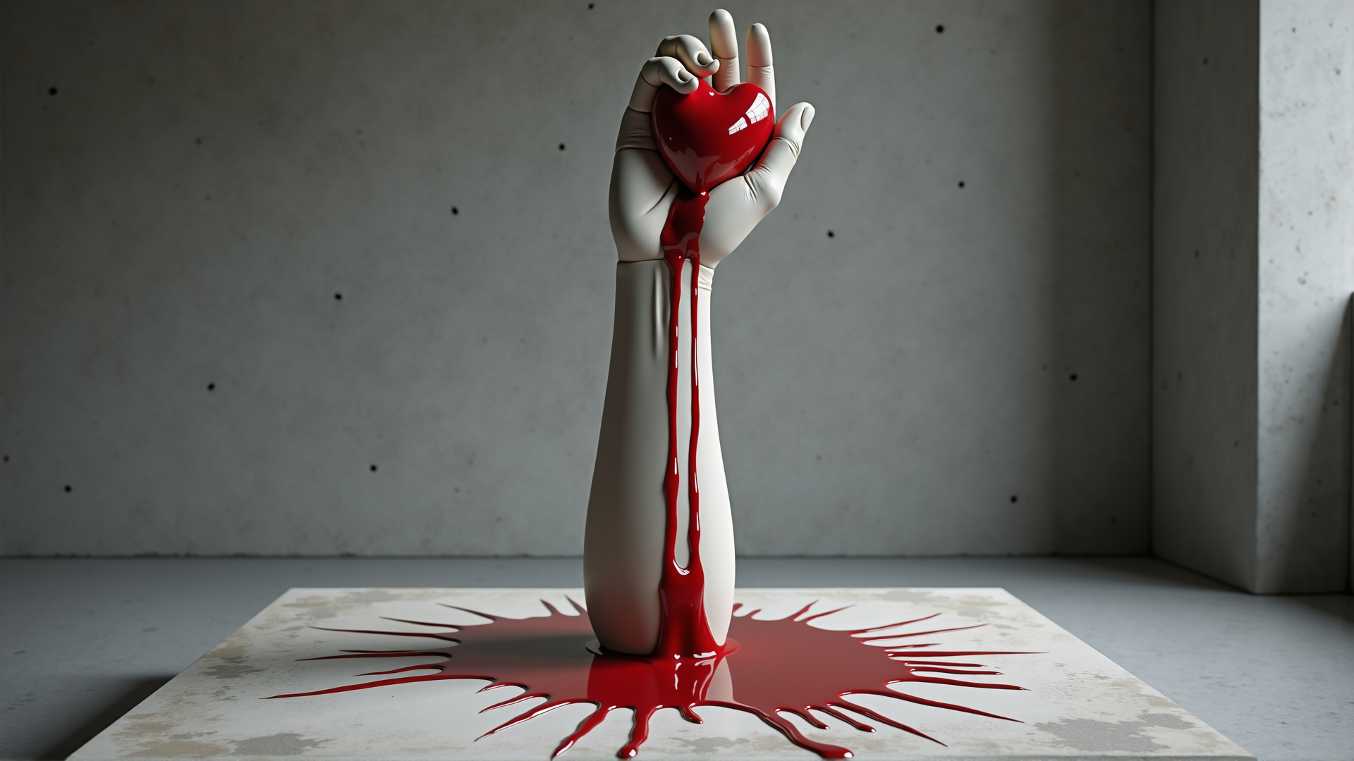 AI generated wallpaper featuring hand, heart, blood