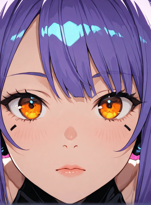 anime girl, headphones, neon lights