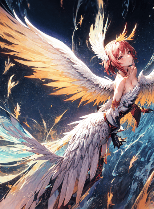 angel, winged figure, anime girl