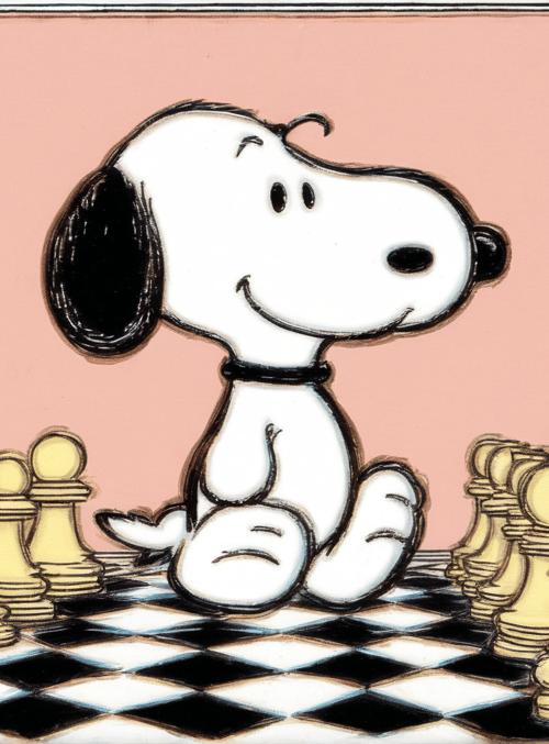 snoopy, chess, board