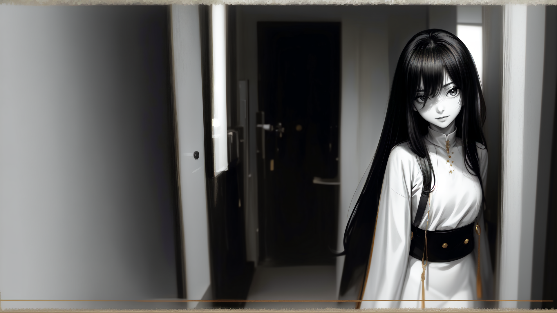 AI generated wallpaper featuring woman, girl, anime