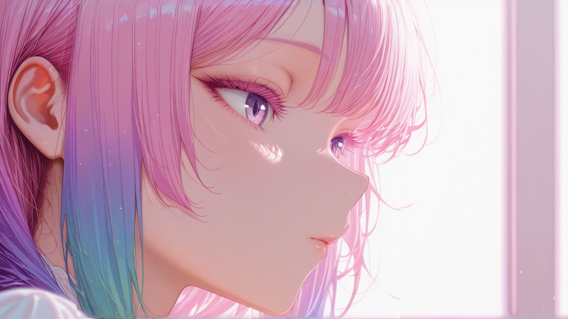 AI generated wallpaper featuring girl, anime, hair