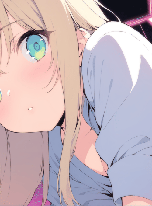 anime girl, neon background, vs text