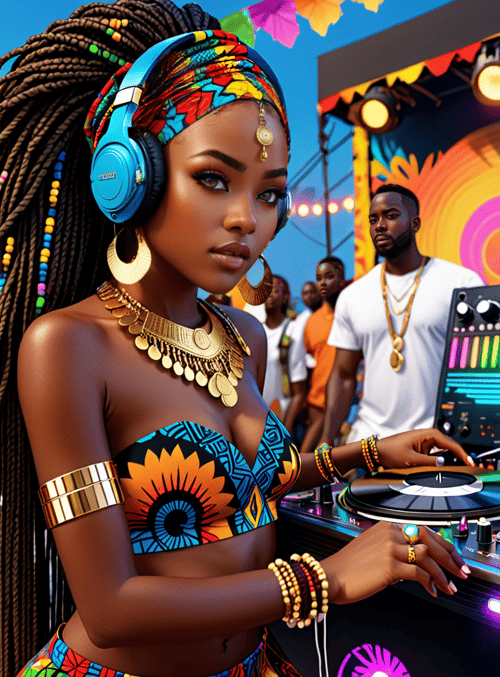 dj, woman, music