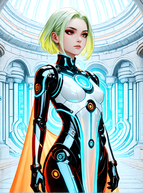 robot, woman, cyborg, futuristic, character