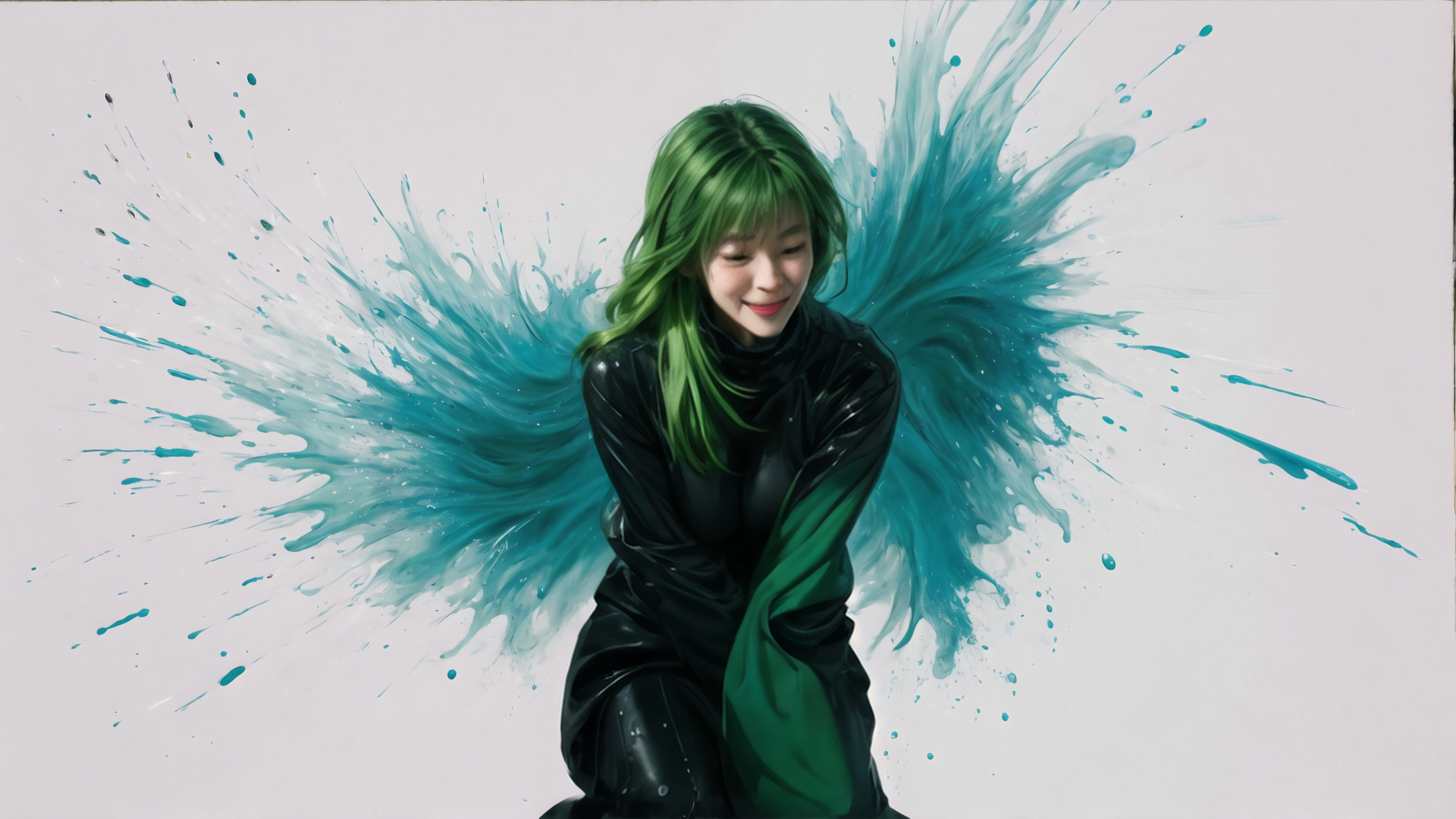 AI generated wallpaper featuring woman, angel, paint