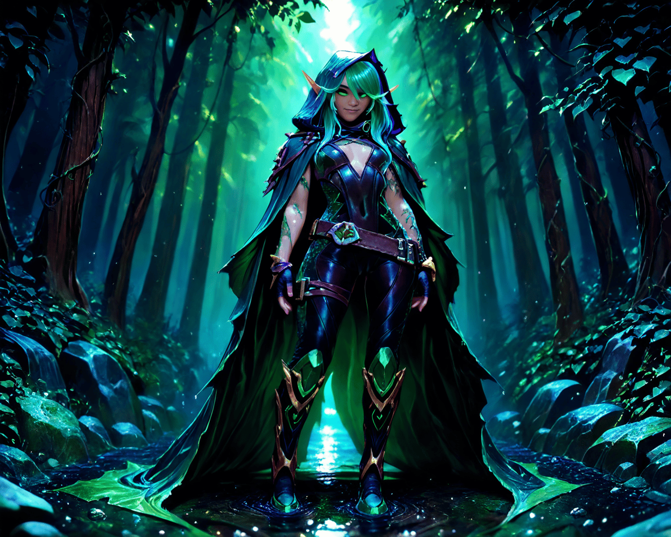 AI generated wallpaper featuring elf, warrior, nature