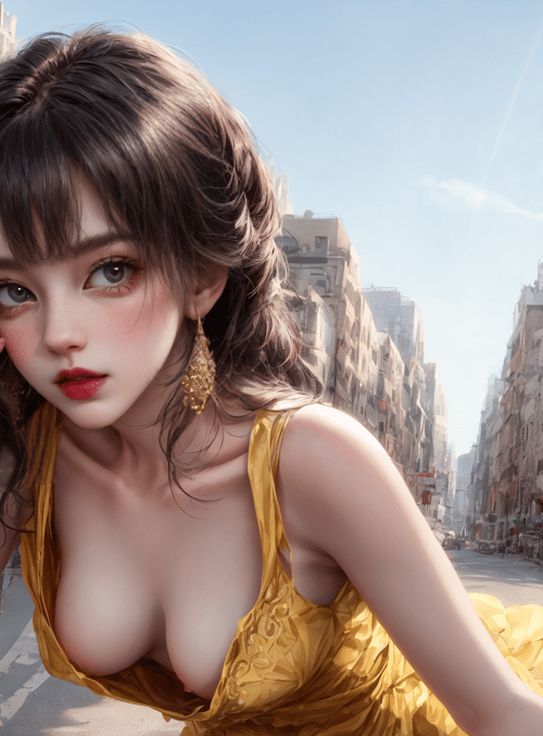 woman, dress, street