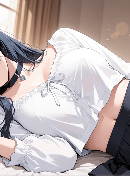 girl, bed, window, curtains, pillow, shorts, shirt