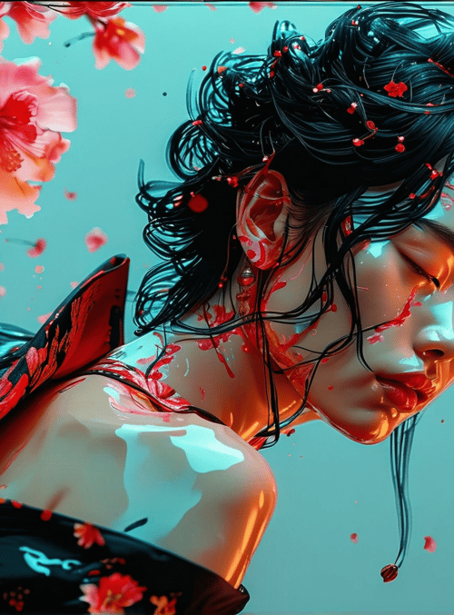 woman, flowers, hair, dress
