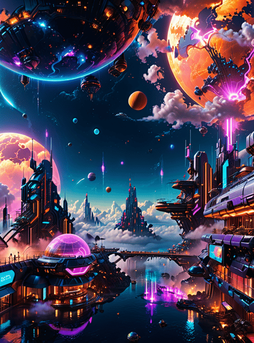 cityscape, space, buildings