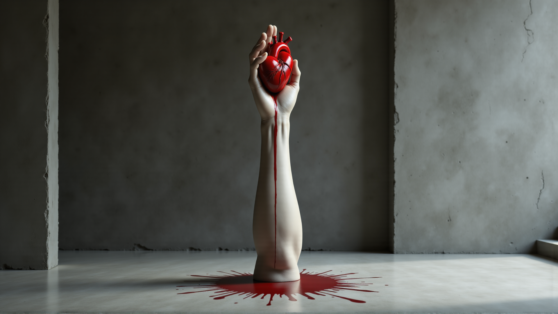 AI generated wallpaper featuring hand, heart, blood, arm