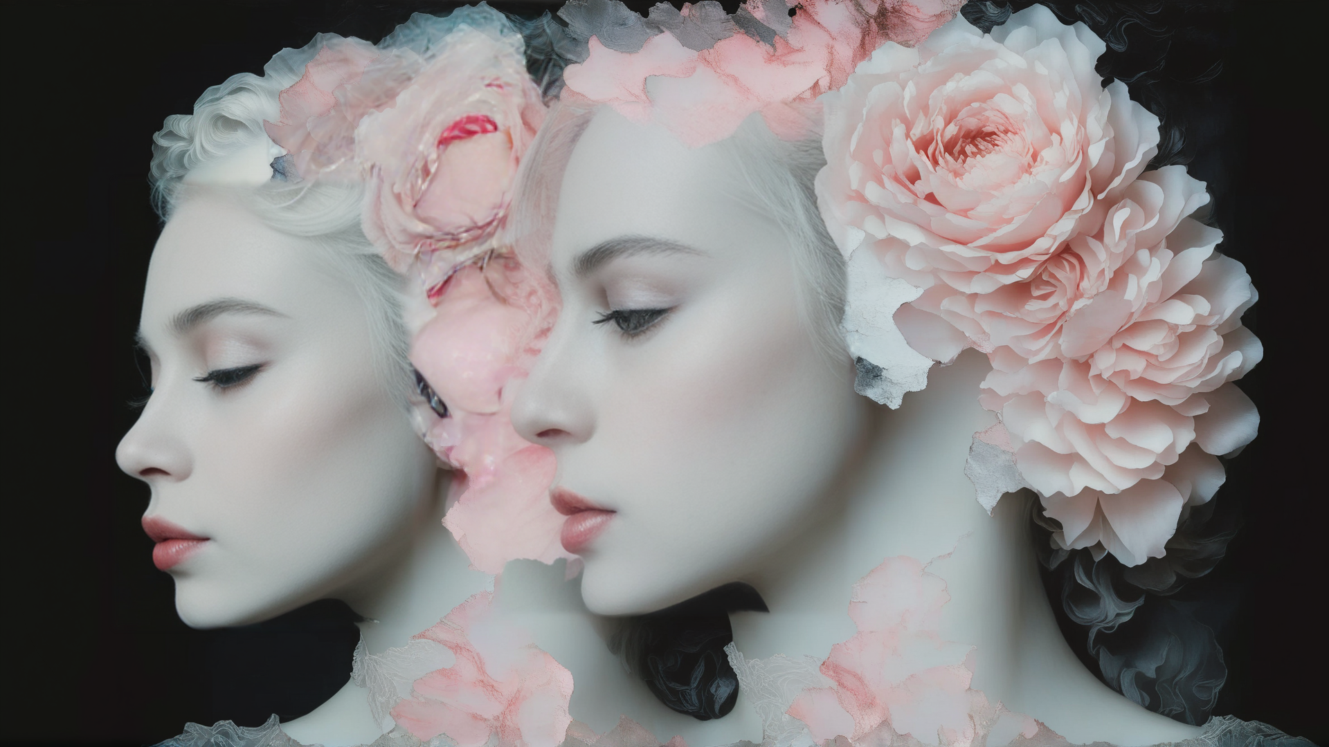 AI generated wallpaper featuring woman, flowers, portrait