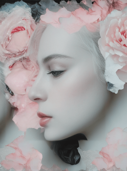 woman, flowers, portrait