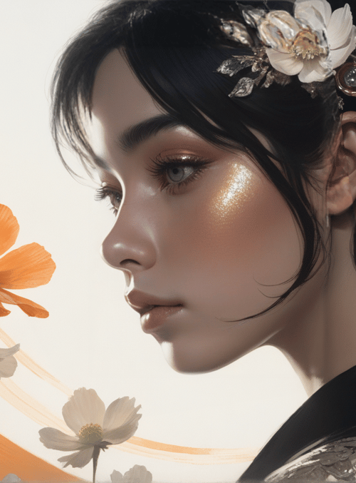 woman, flowers, headdress