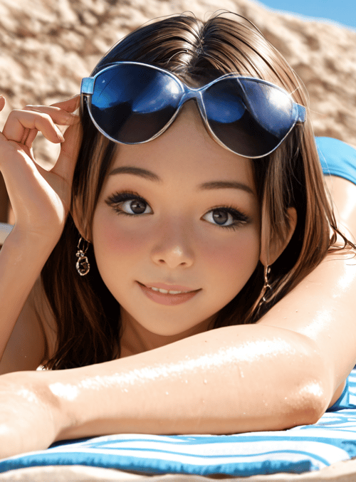 woman, beach, sunglasses
