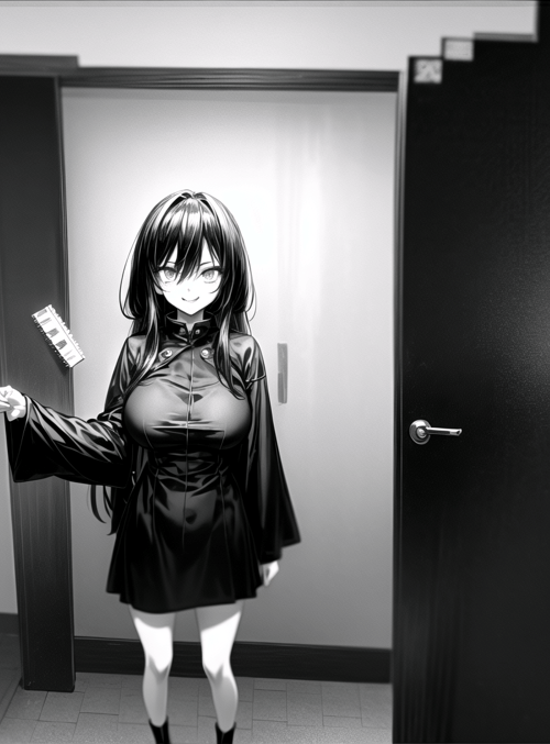 anime girl, door, corridor
