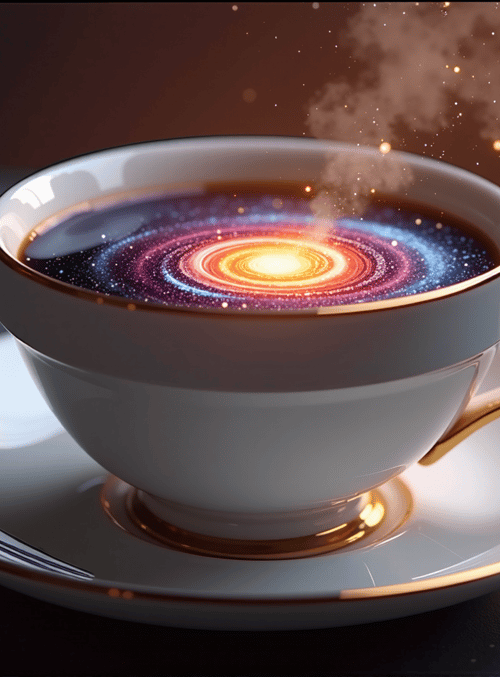 cup, saucer, galaxy, coffee, stars