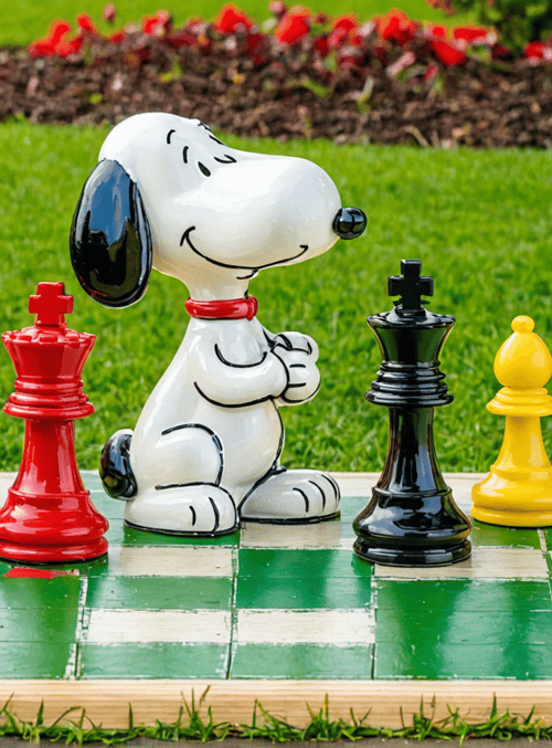 snoopy, chess pieces
