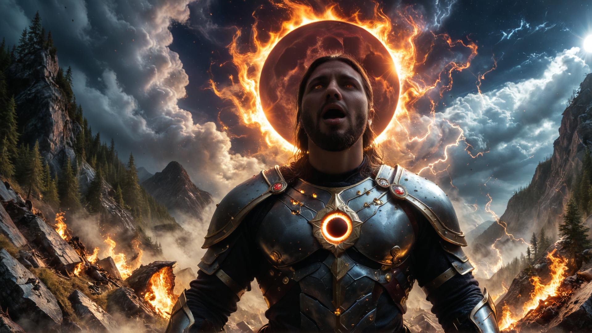 AI generated wallpaper featuring warrior, armor, solar