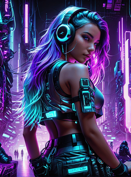 woman, cyberpunk, tech
