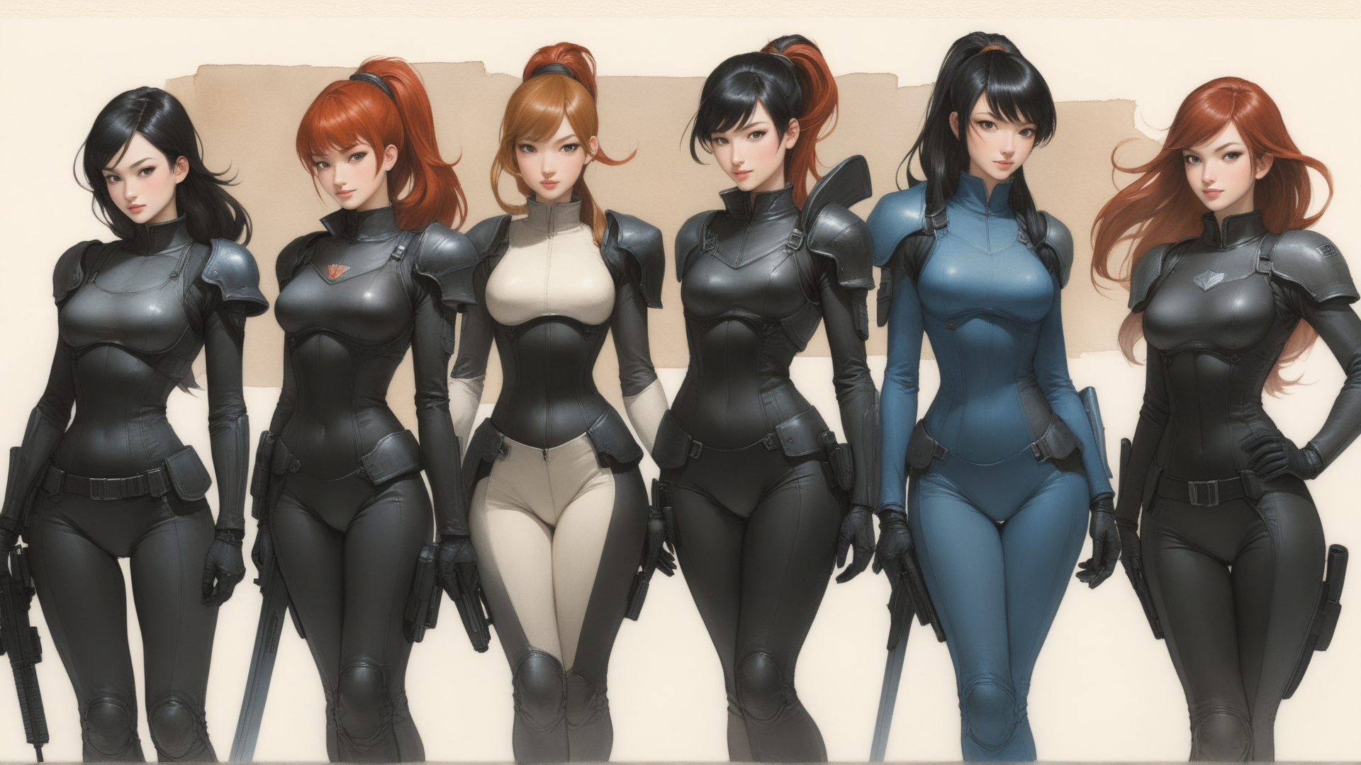 AI generated wallpaper featuring women, soldiers, characters