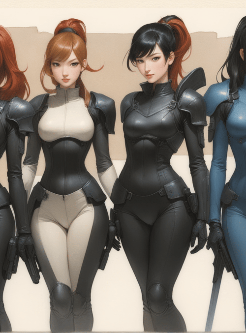 women, soldiers, characters