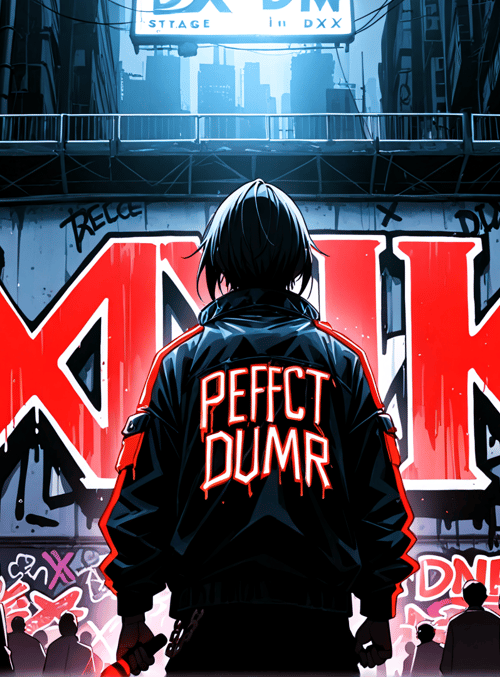 person, crowd, graffiti, neon sign, cityscape, jacket, signboard, building, silhouette, text
