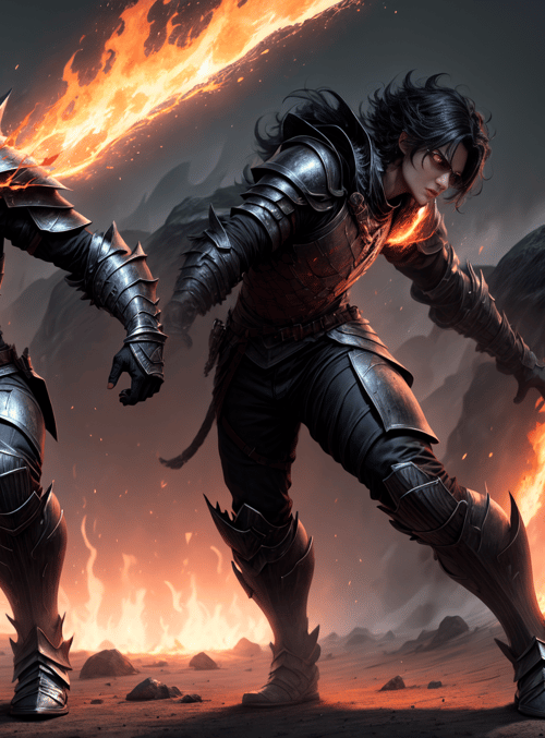 warrior, fire, armor