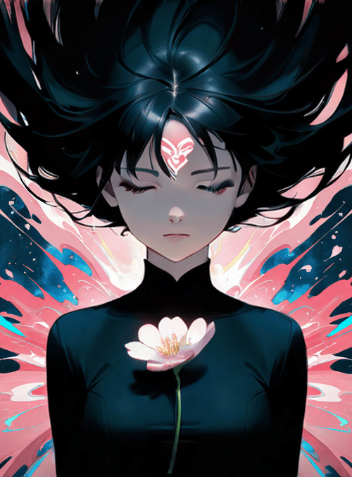 girl, flower, hair