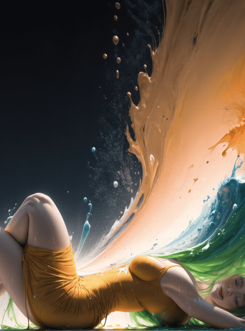 woman, splash, liquid, wave, paint