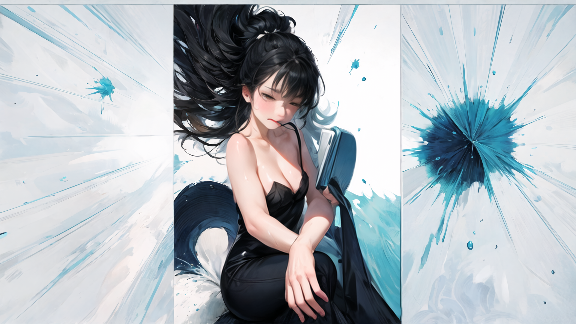 AI generated wallpaper featuring woman, book, hair