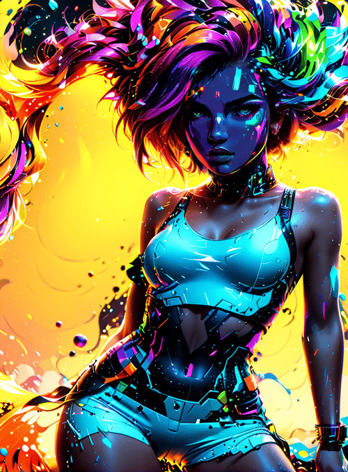 woman, cyberpunk, art