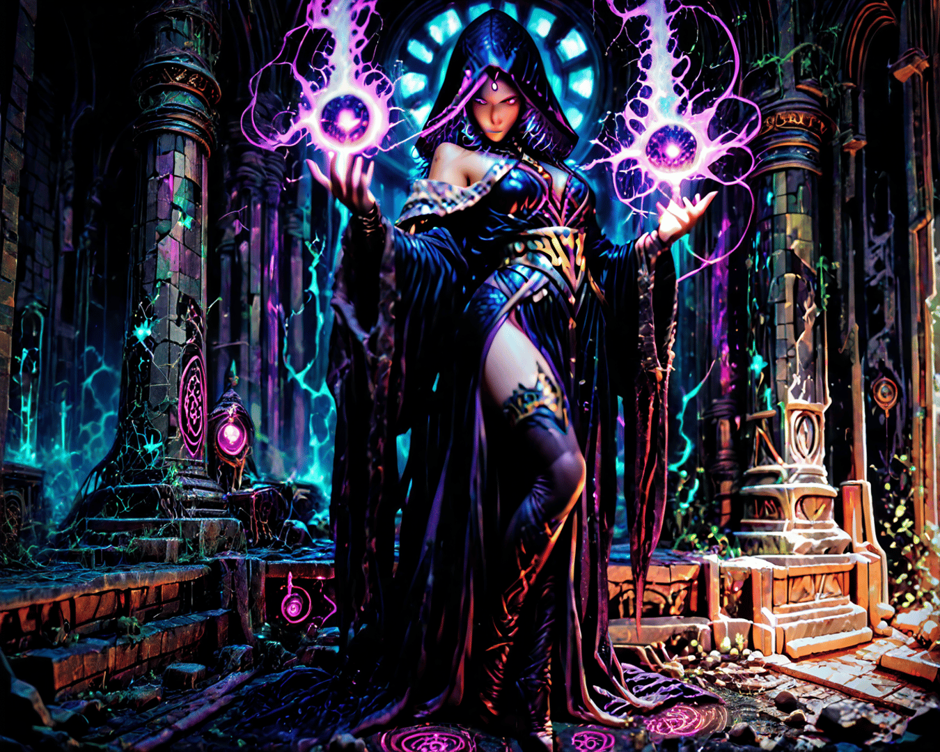 AI generated wallpaper featuring witch, mage, wizard