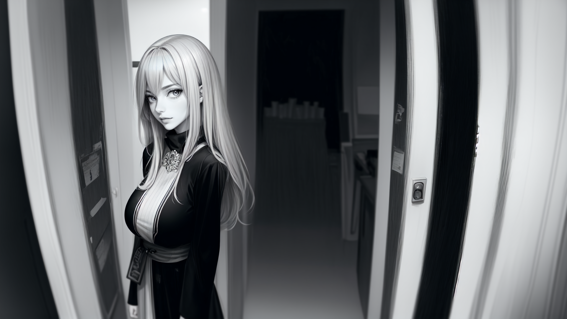 AI generated wallpaper featuring anime girl, woman, person