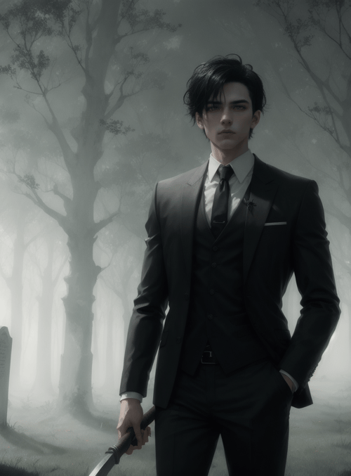man, gravestone, sword
