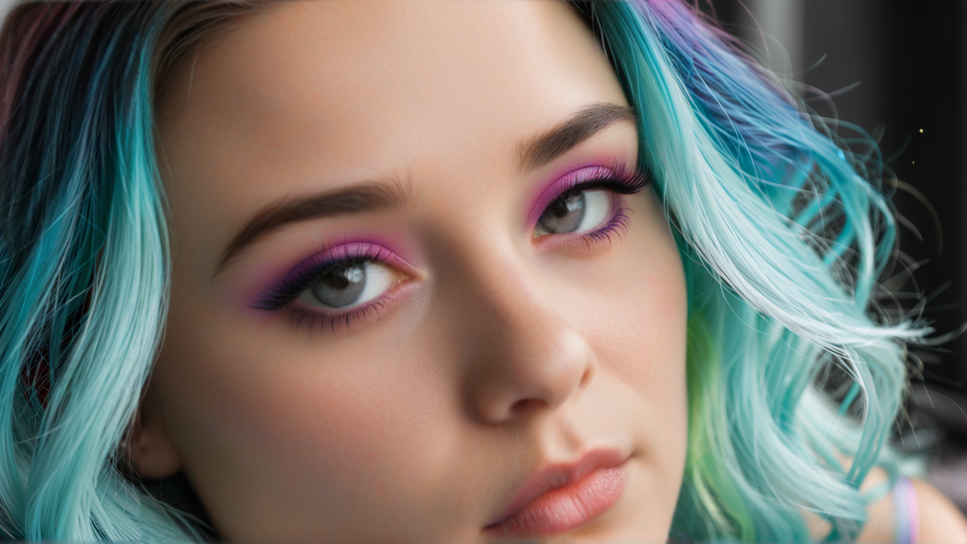 AI generated wallpaper featuring woman, hair, face