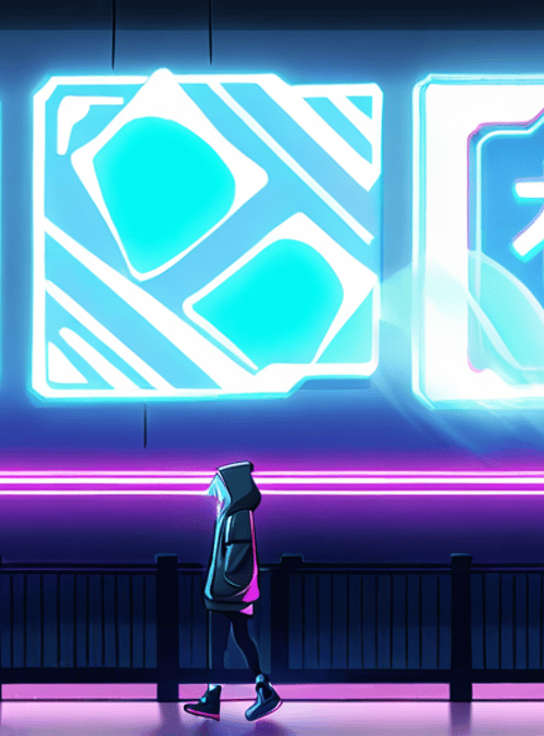 person, neon signs