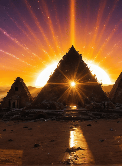 pyramid, desert, sunrise, sky, star