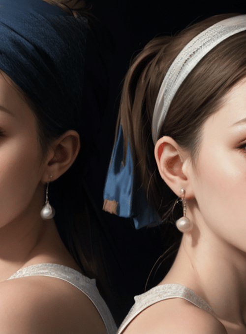 woman, headband, earrings