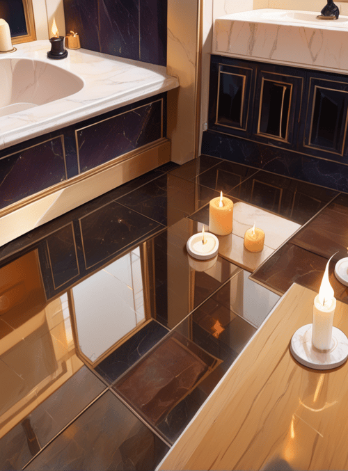 bathroom, candles, marble