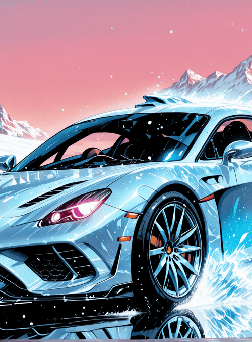 car, mountains, snow
