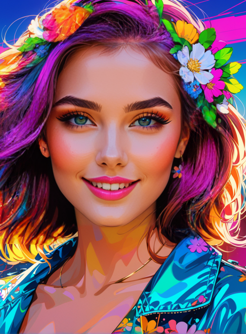 woman, cityscape, flowers