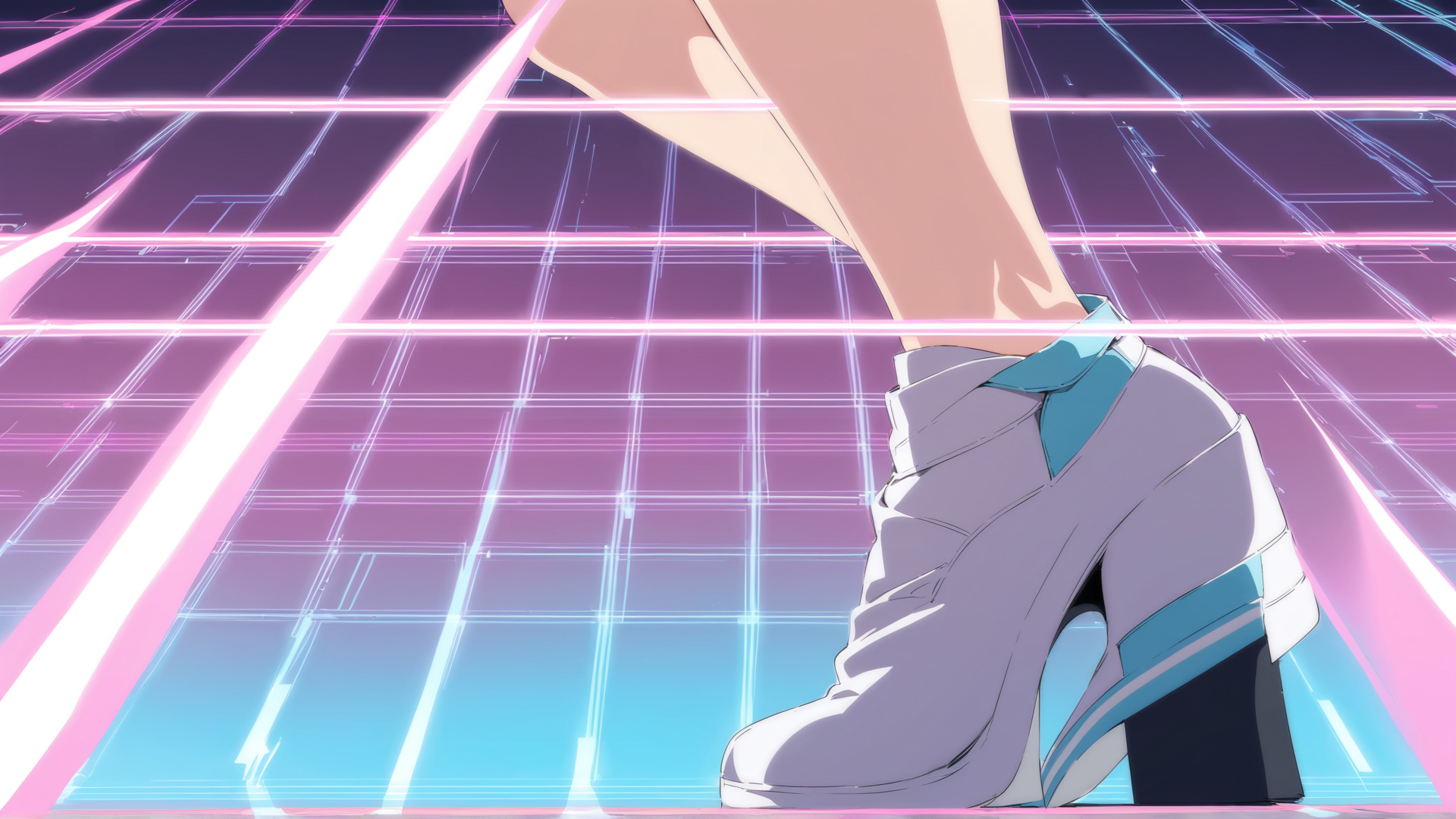 AI generated wallpaper featuring leg, shoe, grid