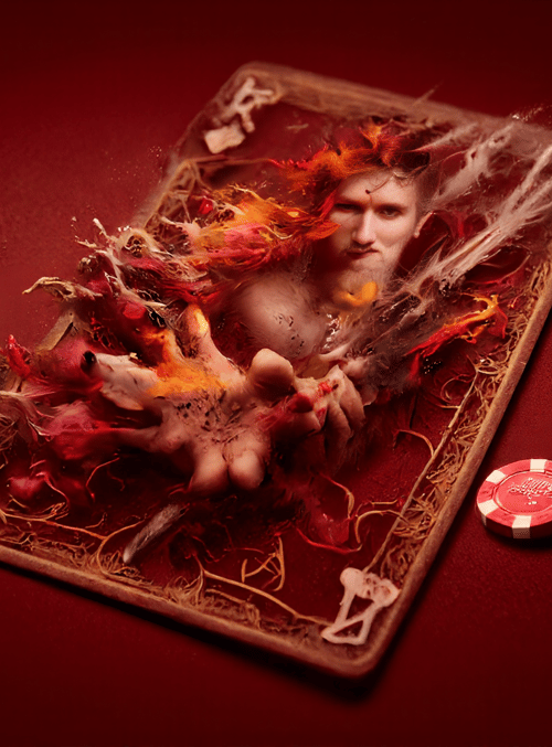 tarot card, hand, chips