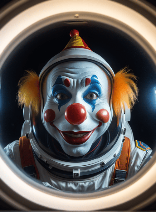 clown, astronaut, spacesuit