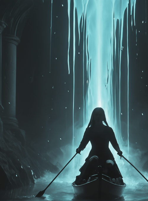person, gondola, waterfall