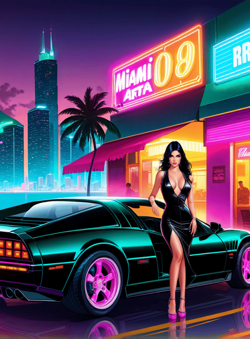 woman, car, cityscape